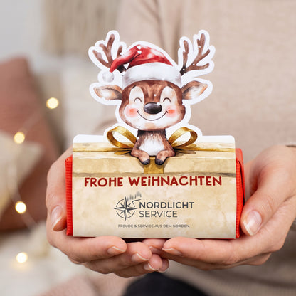 Personalisiertes Mini-Stollen-Geschenk mit Rentier und Firmenlogo