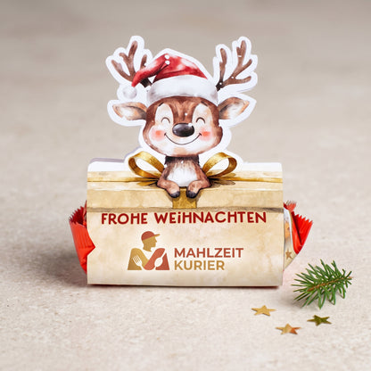 Personalisiertes Mini-Stollen-Geschenk mit Rentier und Firmenlogo
