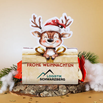 Personalisiertes Mini-Stollen-Geschenk mit Rentier und Firmenlogo
