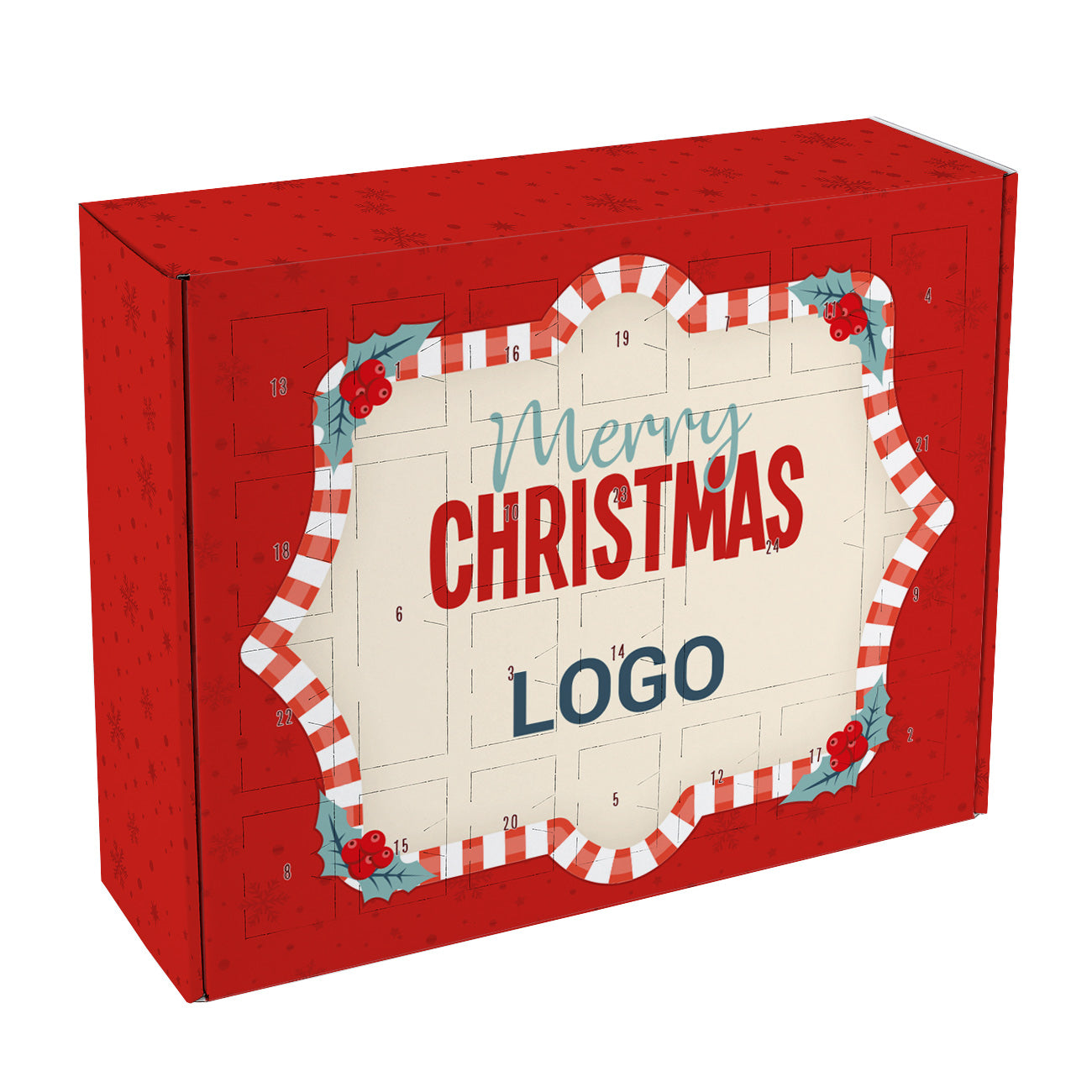 Adventskalender "Merry Christmas" mit Firmenlogo zum Selbstbefüllen