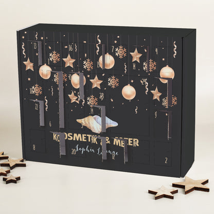 Adventskalender bedruckt mit Christbaumkugel und Firmenlogo zum Selbstbefüllen