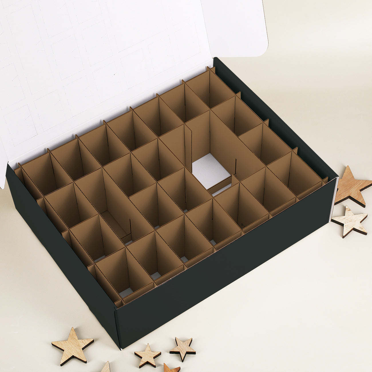 Adventskalender bedruckt mit Christbaumkugel und Firmenlogo zum Selbstbefüllen