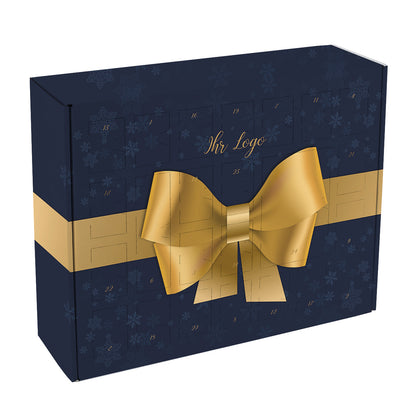 Adventskalender mit großer Schleife und Ihrem Firmenlogo