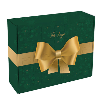 Adventskalender mit großer Schleife und Ihrem Firmenlogo
