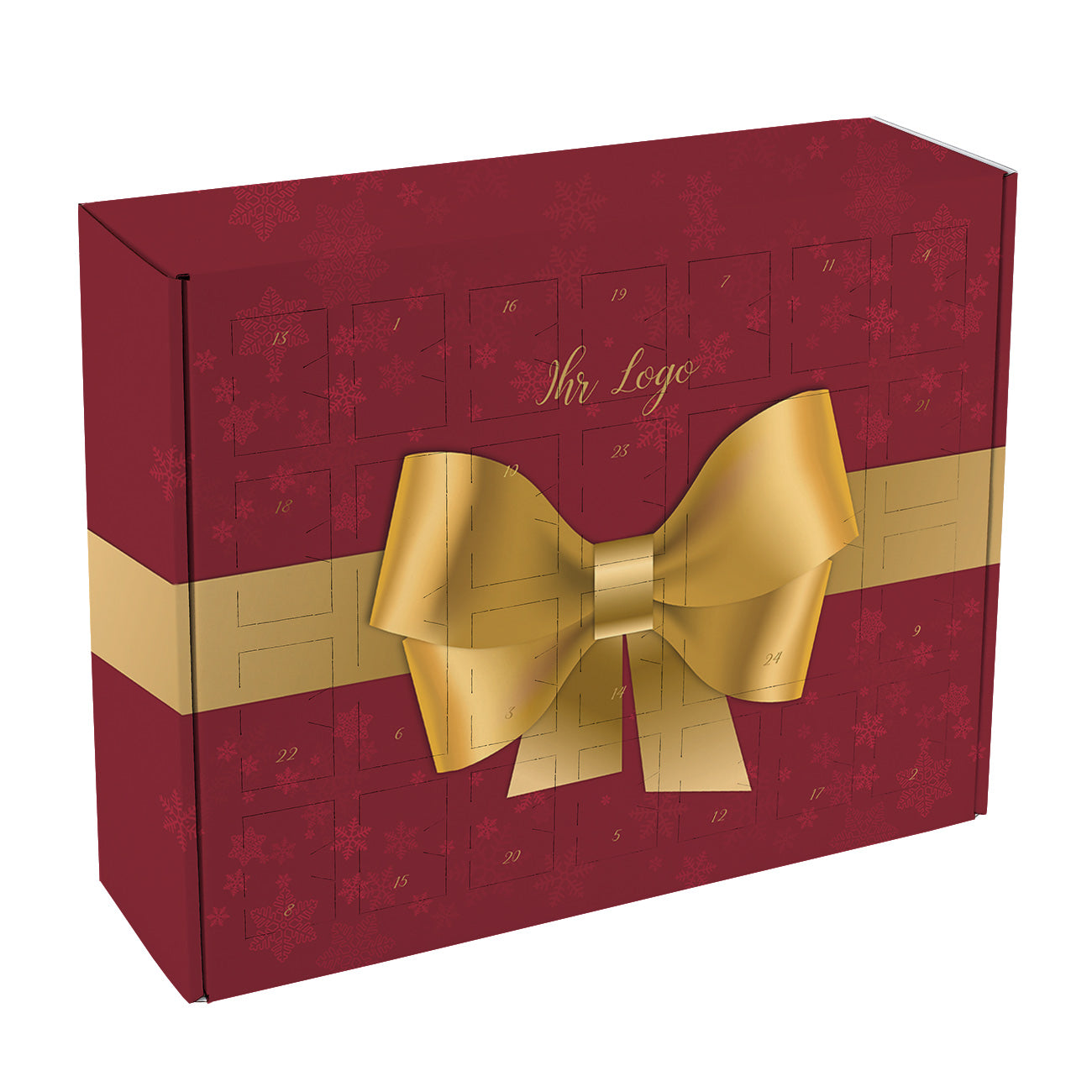 Adventskalender mit großer Schleife und Ihrem Firmenlogo
