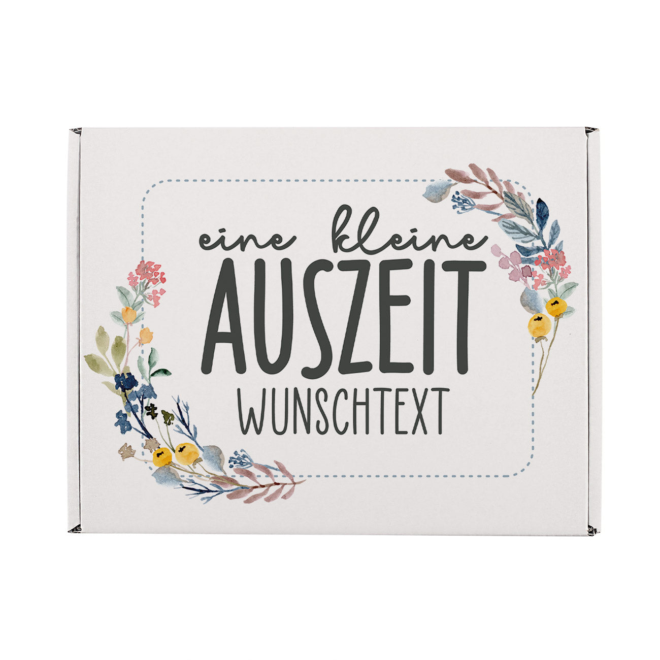 GEschenkbox in Buchgröße für eine kleine Auszeit mit Wunschtext