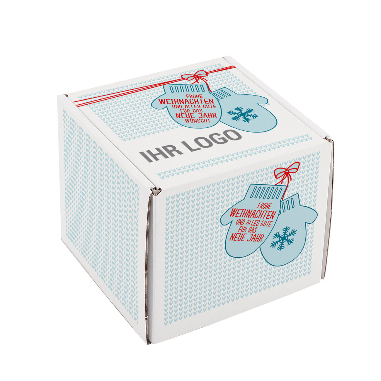 Winterliche Geschenkverpackung mit Handschuhen, Firmenlogo und optional Personalisierung
