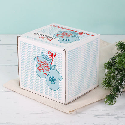 Winterliche Geschenkverpackung mit Handschuhen, Firmenlogo und optional Personalisierung