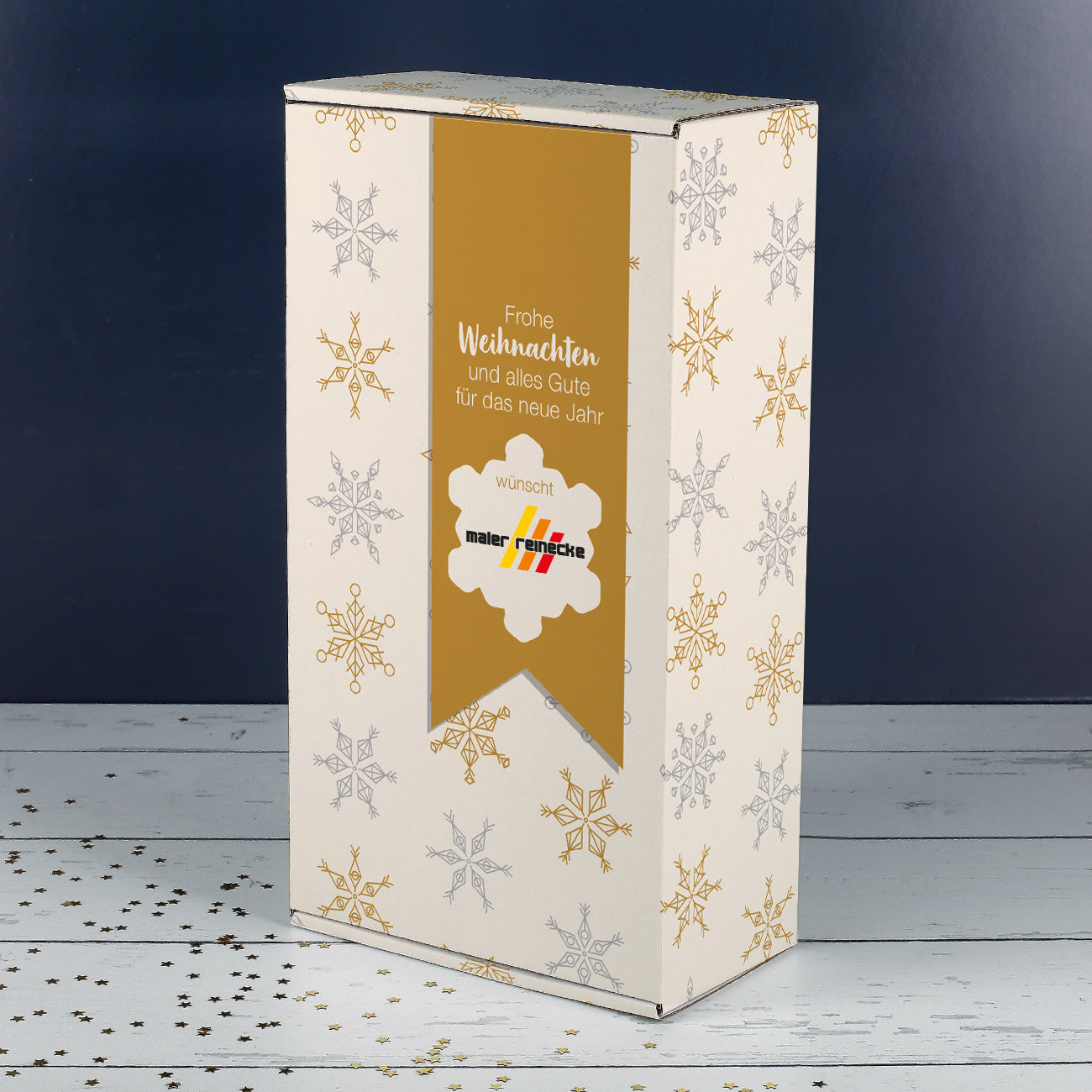 Geschenkverpackung "Schneeflocke" mit Logo und optional mit Name