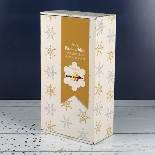 Geschenkverpackung "Schneeflocke" mit Logo und optional mit Name