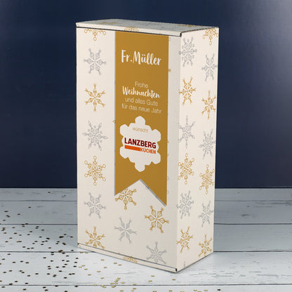 Geschenkverpackung "Schneeflocke" mit Logo und optional mit Name