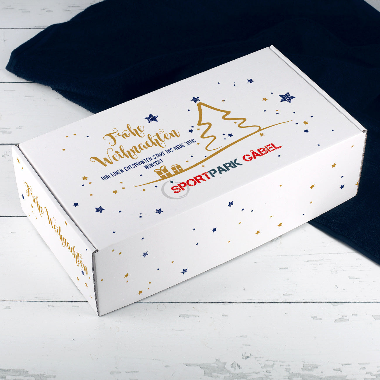 Geschenkverpackung "Frohe Weihnachten" mit Ihrem Logo