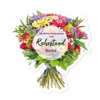 Klappkarte zum Ruhestand XXL Blumenstrauß mit Name