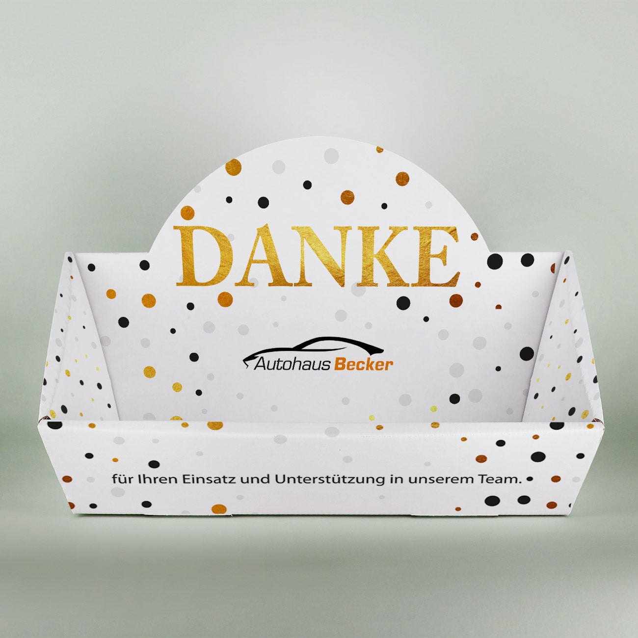 Kleiner Geschenkkorb "Danke" mit Logo und Wunschtext