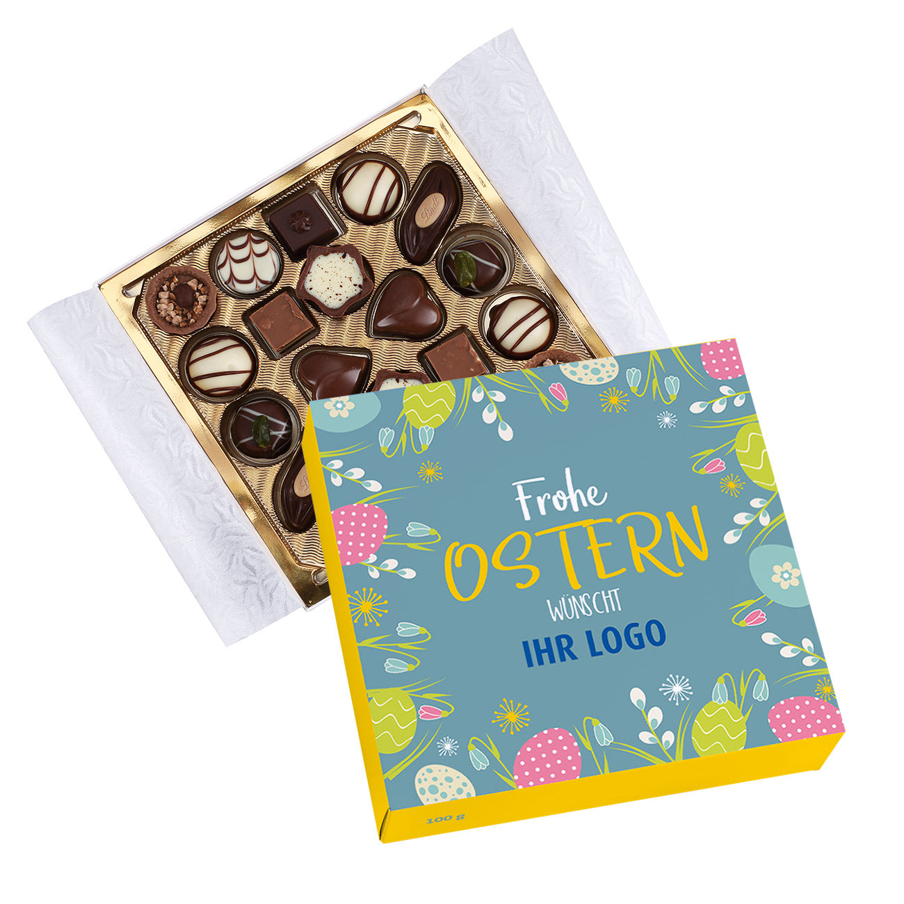 Lindt Pralinen zu Ostern mit Firmenlogo