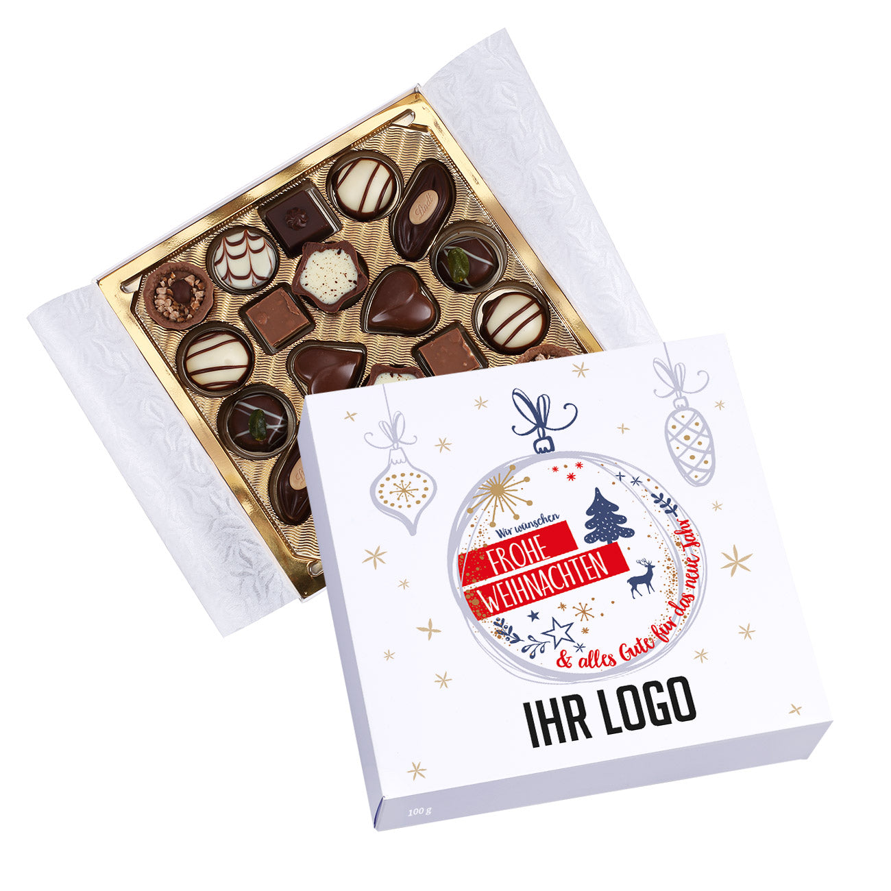 Lindt Pralinen mit Firmenlogo - Fröhliche Weihnachten