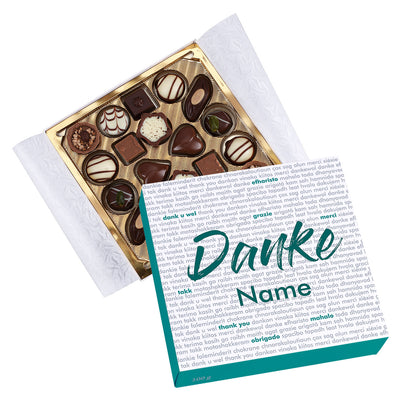 Lindt-Pralinen mit Danke und Name bedruckt