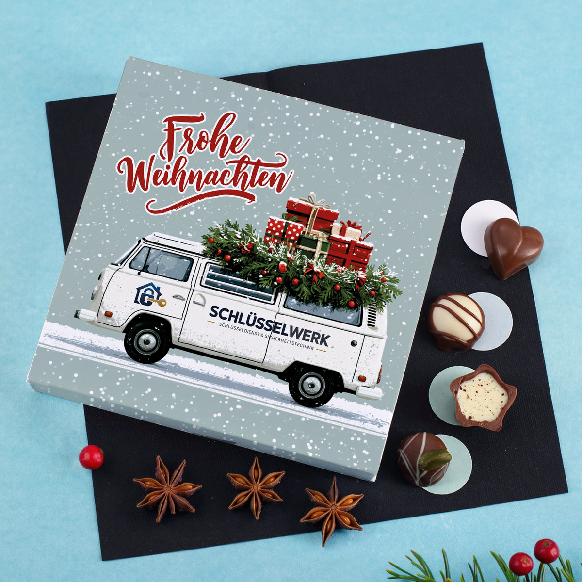 Lindt Mini-Pralinés zu Weihnachten mit Logo | Personalisiertes Weihnachtsgeschenk für Kunden