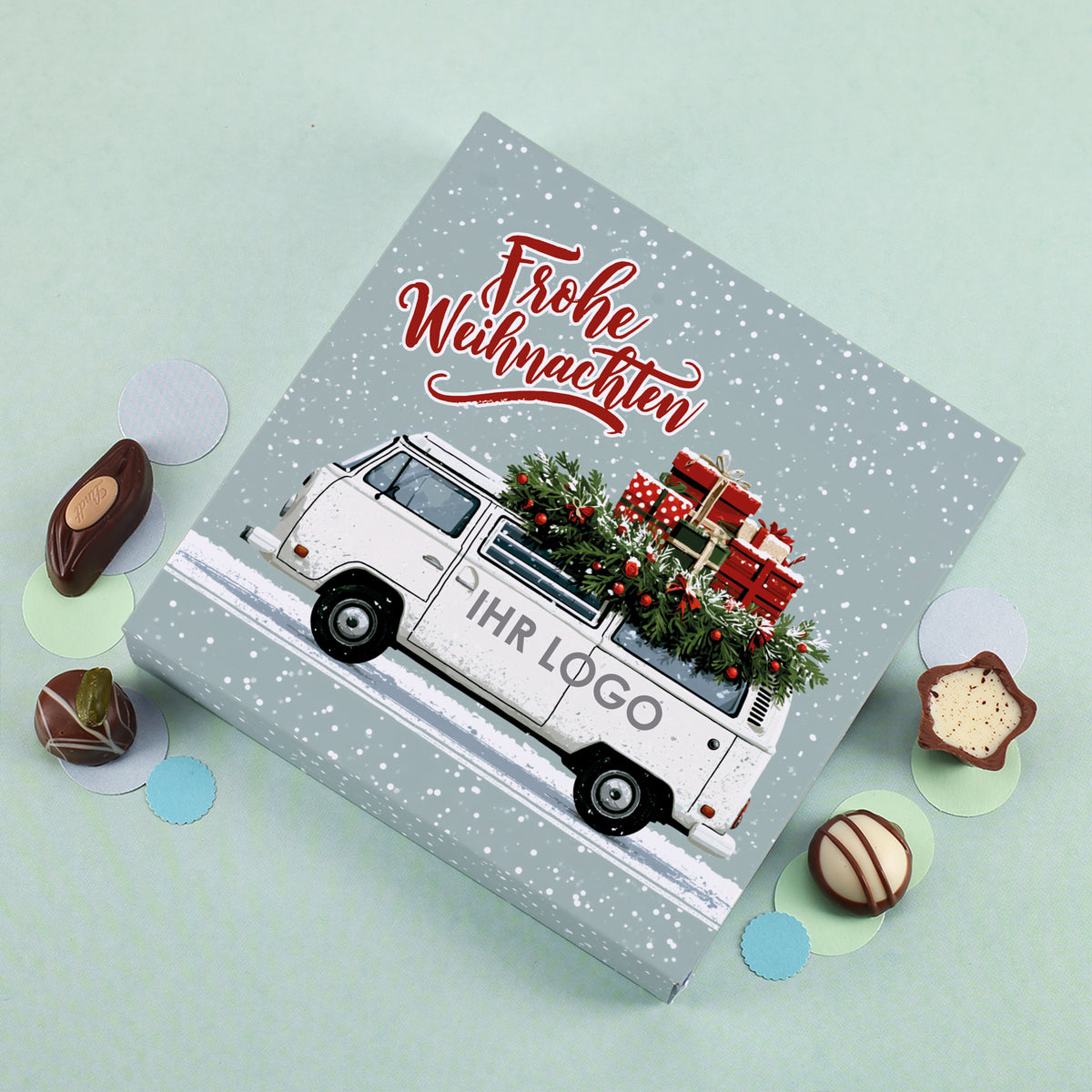 Lindt Mini-Pralinés zu Weihnachten mit Logo | Personalisiertes Weihnachtsgeschenk für Kunden