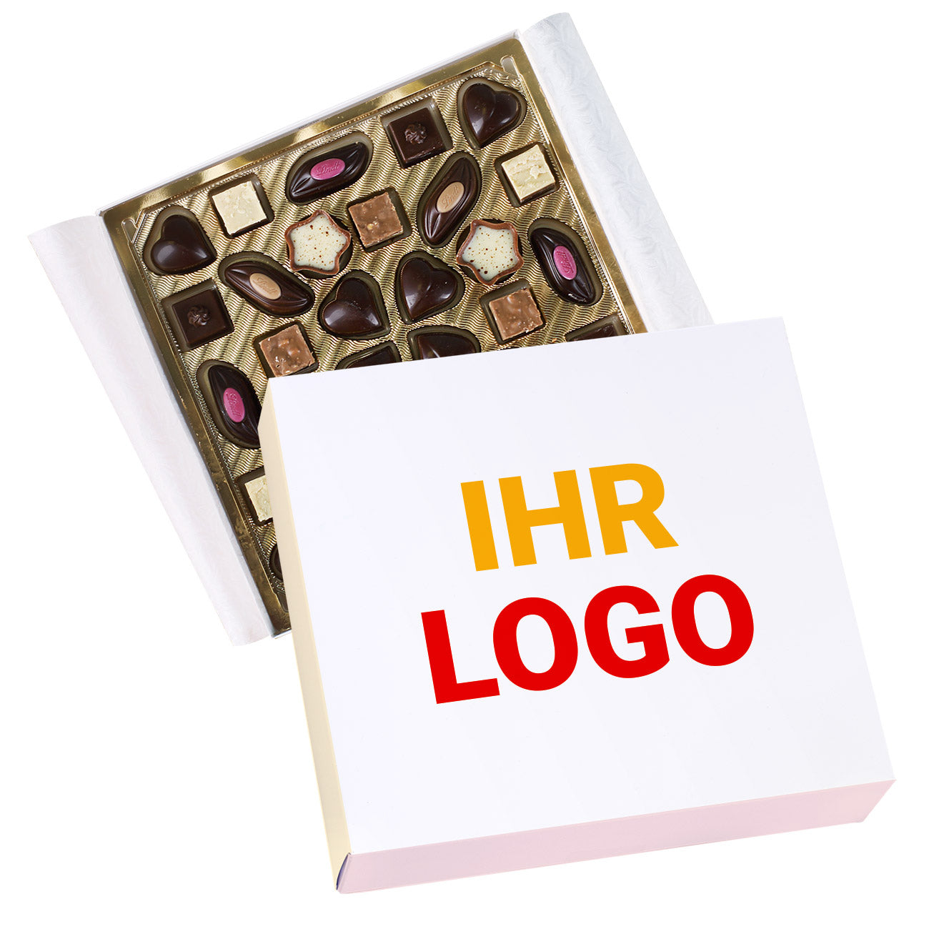 Alkoholfreie Pralinen mit Firmenlogo