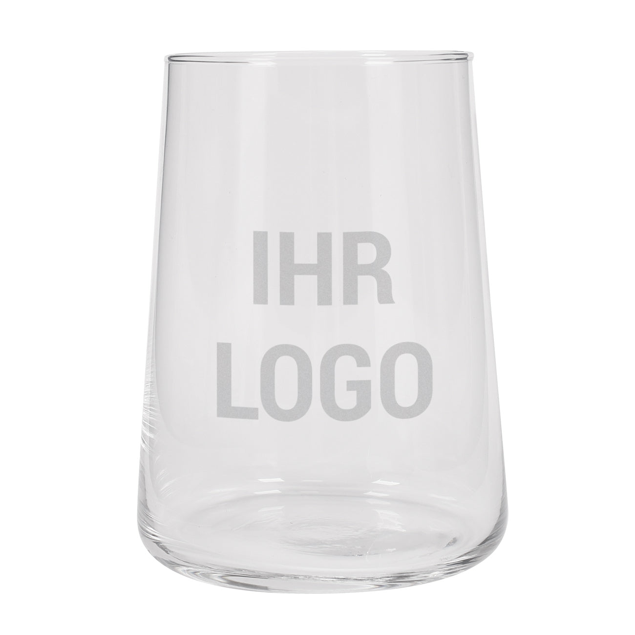 Modernes Trinkglas mit Logogravur