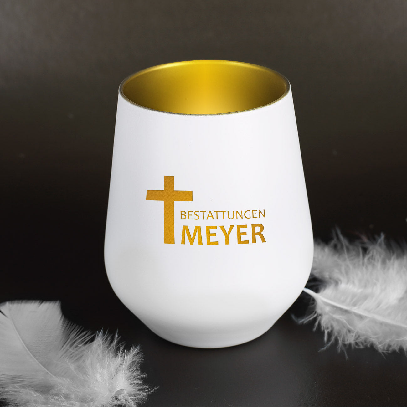 Trauerlicht mit Logo Gravur