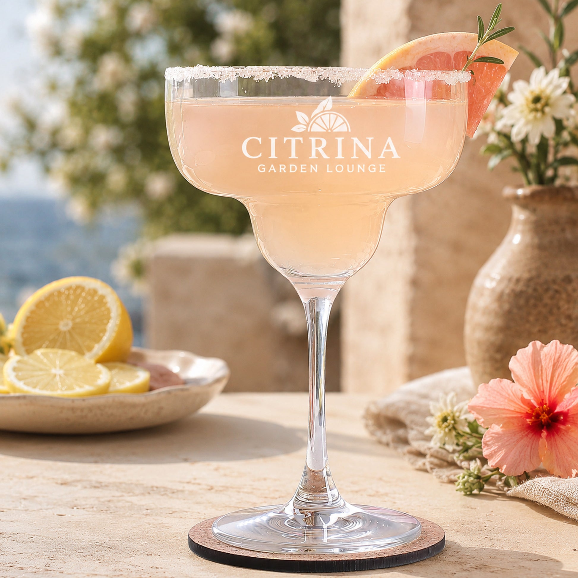 Margaritaglas mit Logo