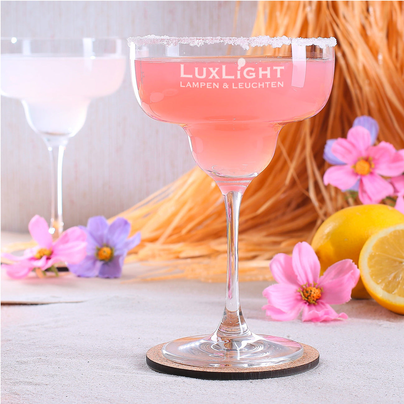 Margaritaglas mit Gravur des Logos