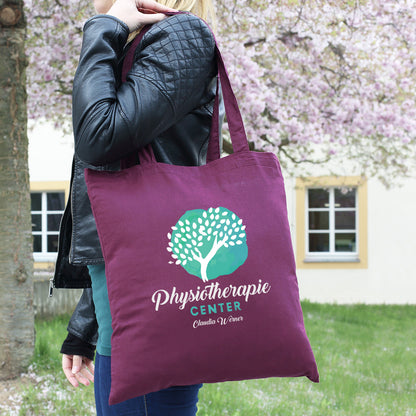 Jutebeutel in dunkelrot inkl. Druck des Logos