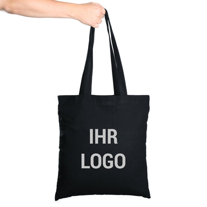 Jutebeutel in schwarz inkl. Druck des Logos