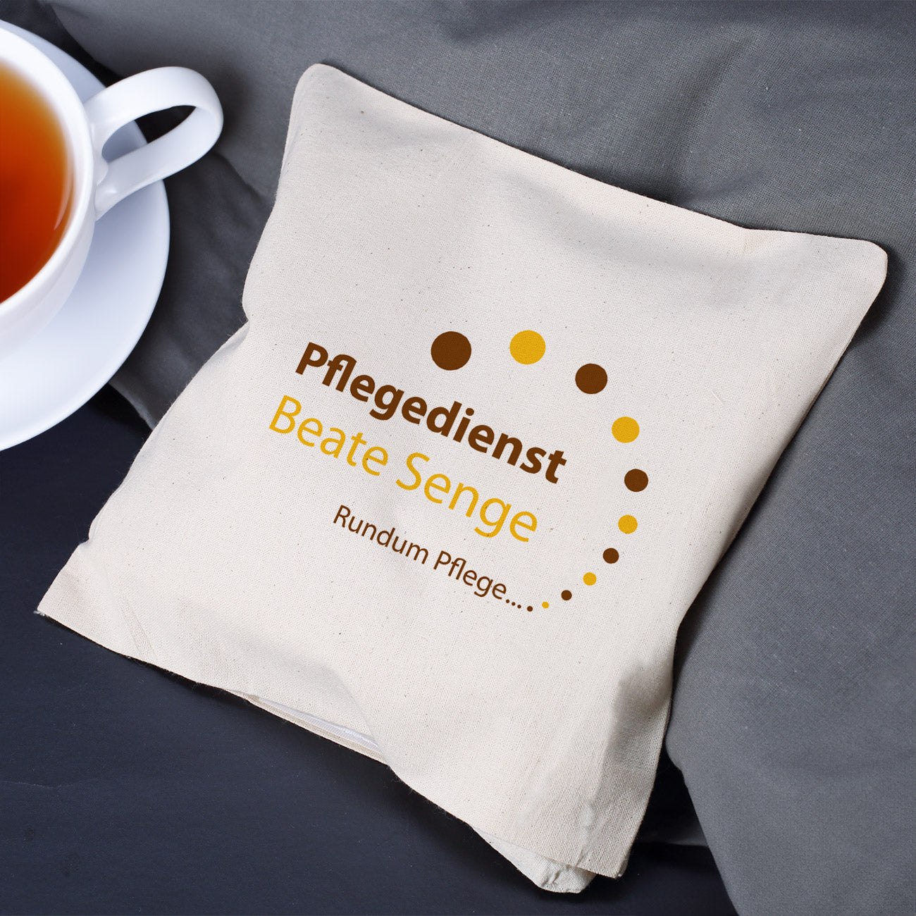 Kirschkernkissen mit Logo bedruckt