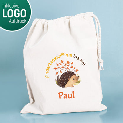 Jutebeutel mit Zuziehband und Logo bedruckt
