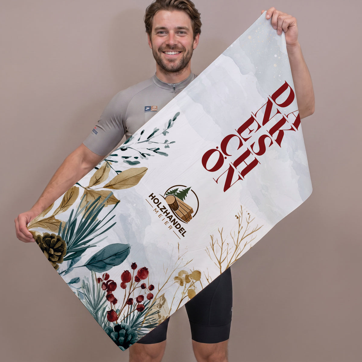 Personalisiertes Sporthandtuch mit Firmenlogo und "Dankeschön" | Reisehandtuch mit Firmenlogo