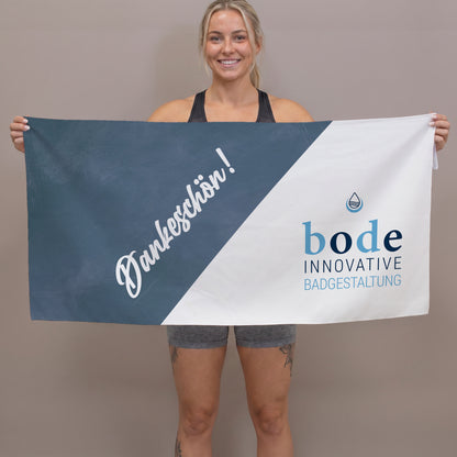 Personalisiertes Microfaser-Handtuch „Dankeschön“ mit Firmenlogo | Sporthandtuch mit Logo bedruckt