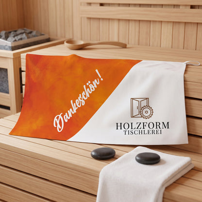 Personalisiertes Microfaser-Handtuch „Dankeschön“ mit Firmenlogo | Sporthandtuch mit Logo bedruckt