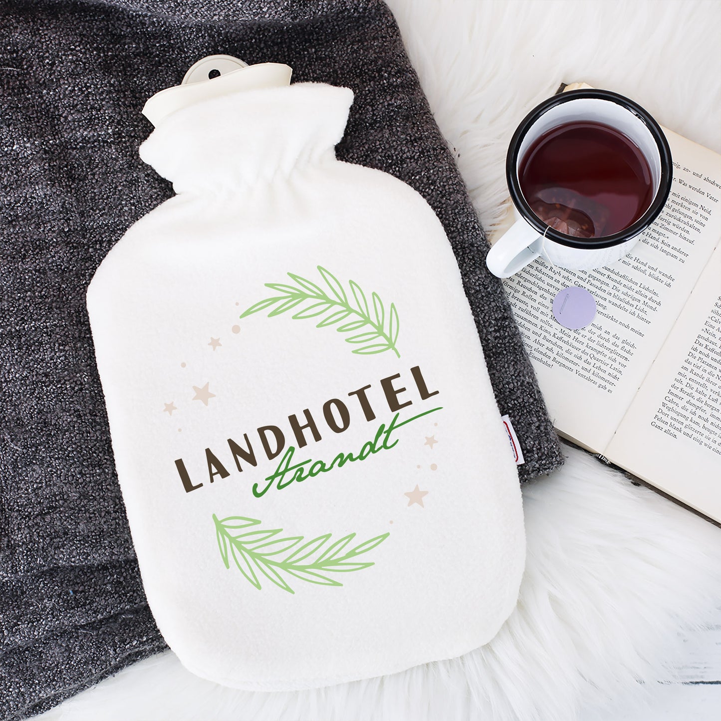 Wärmflasche bedruckt mit Logo