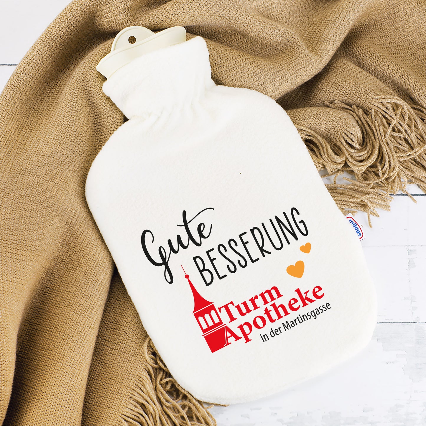 Wärmflasche bedruckt mit Logo