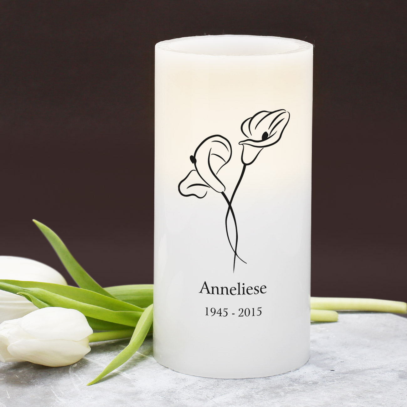 LED Trauerkerze mit individuellen Calla-Aufdruck