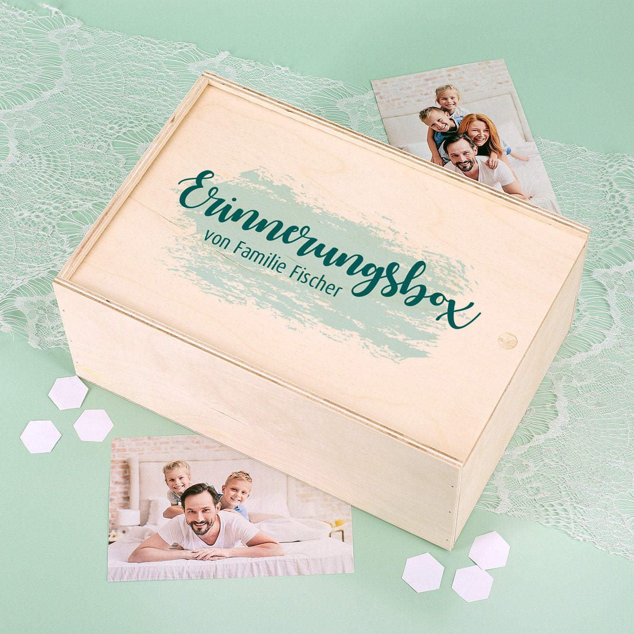 Bedruckte Holzbox mit Schiebedeckel mit eigenem Design