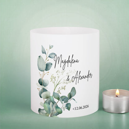 Lichthülle 10er Set "Eukalyptus" mit Namen und Datum