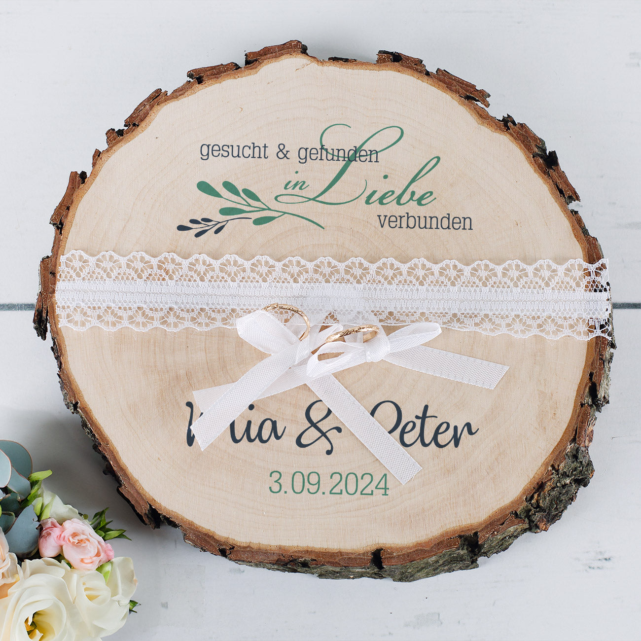 Baumscheibe als Ringkissen Gesucht & Gefunden Motiv