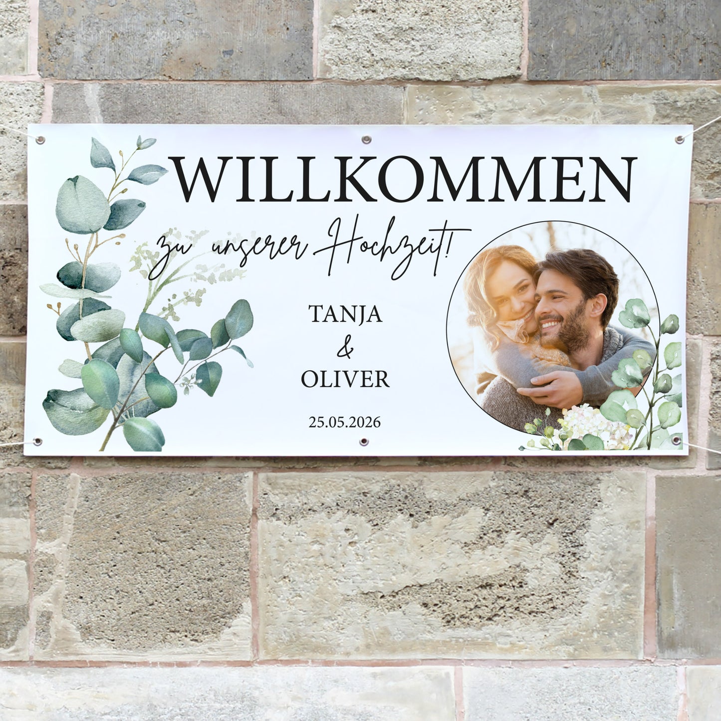 Hochzeitsbanner "Eukalyptus" mit Foto