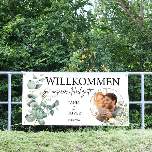 Hochzeitsbanner "Eukalyptus" mit Foto