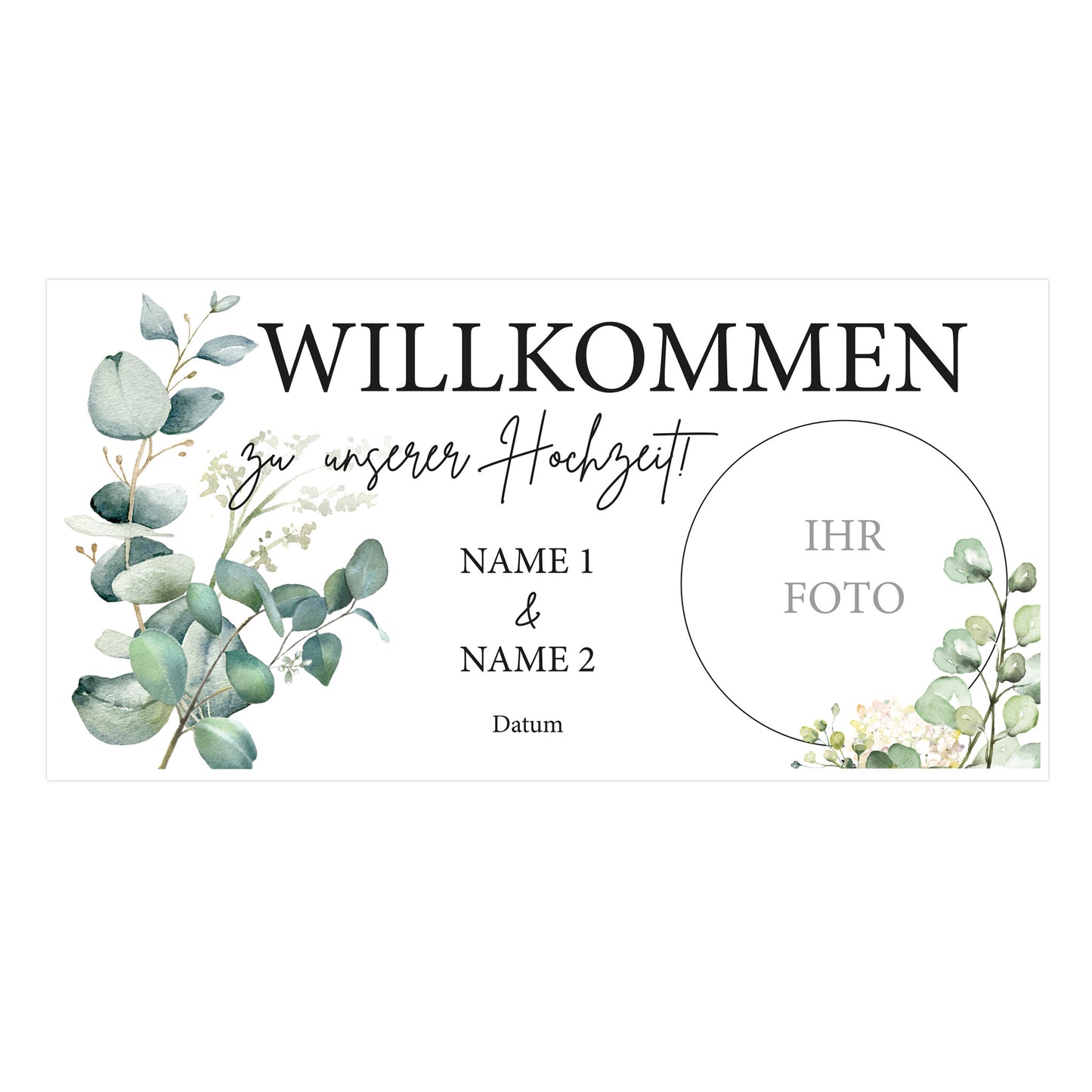 Hochzeitsbanner "Eukalyptus" mit Foto