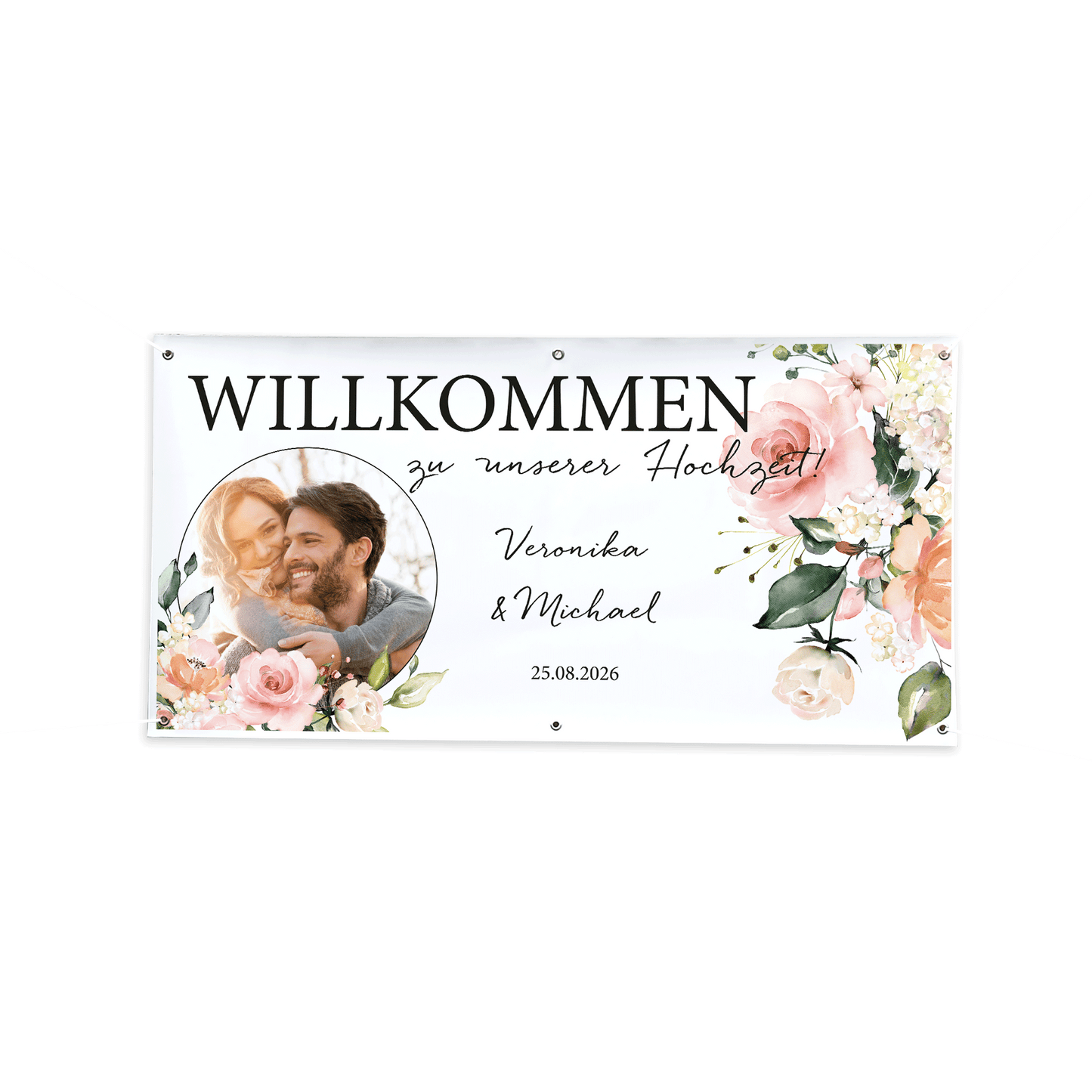 Hochzeitsbanner "Blütenzauber" mit Foto