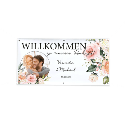 Hochzeitsbanner "Blütenzauber" mit Foto