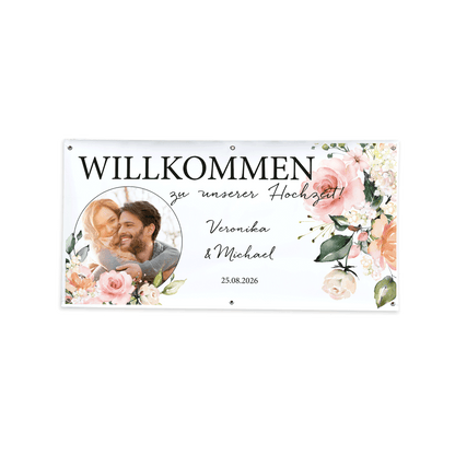 Hochzeitsbanner "Blütenzauber" mit Foto