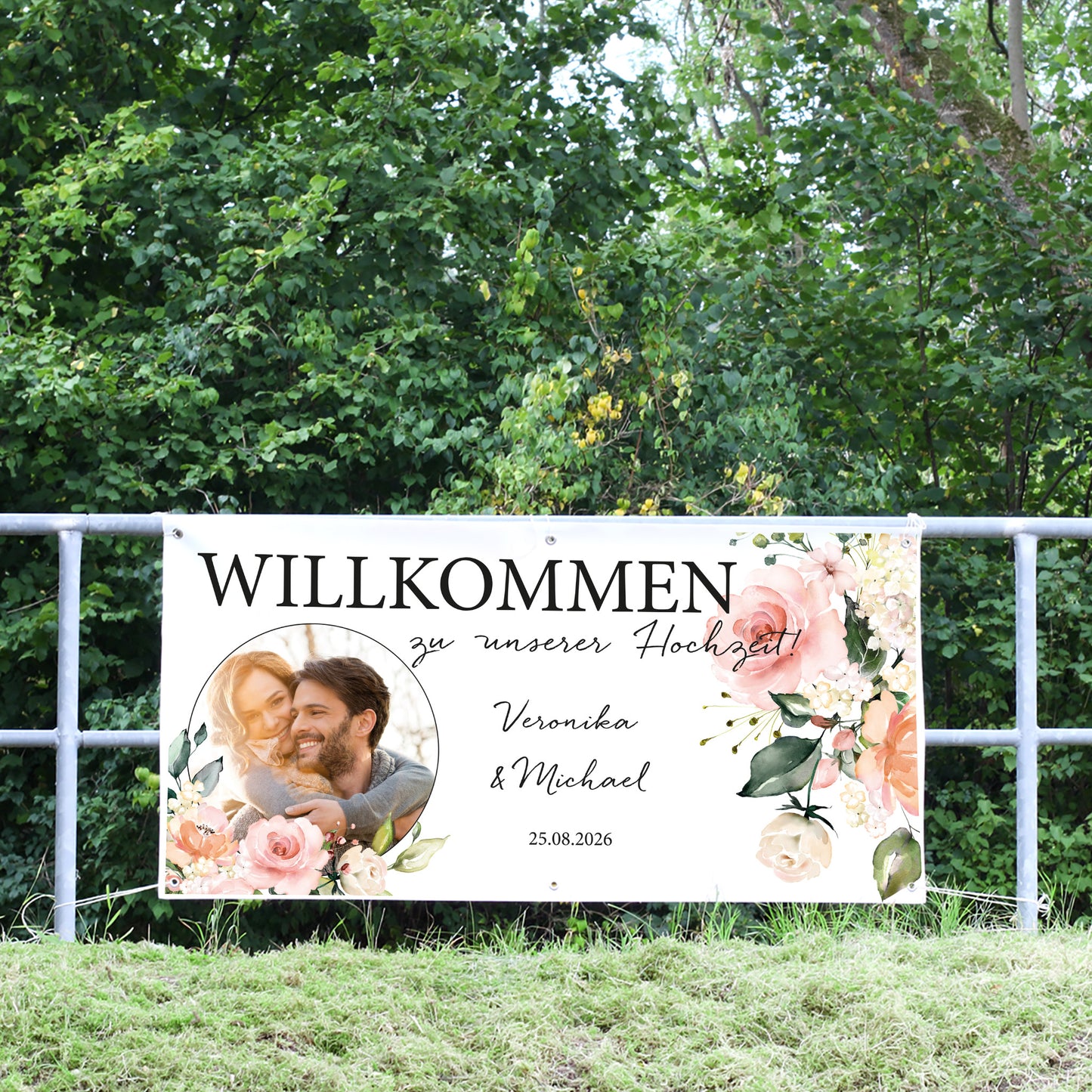 Hochzeitsbanner "Blütenzauber" mit Foto