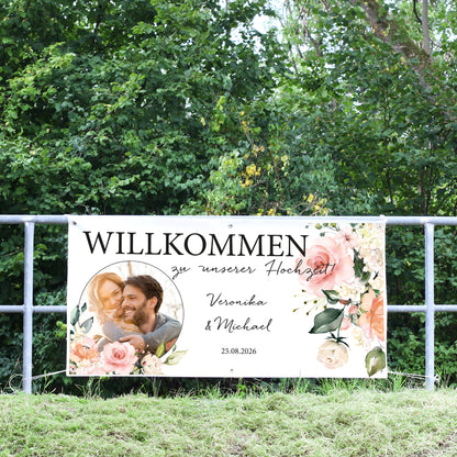 Hochzeitsbanner "Blütenzauber" mit Foto