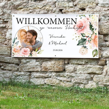 Hochzeitsbanner "Blütenzauber" mit Foto